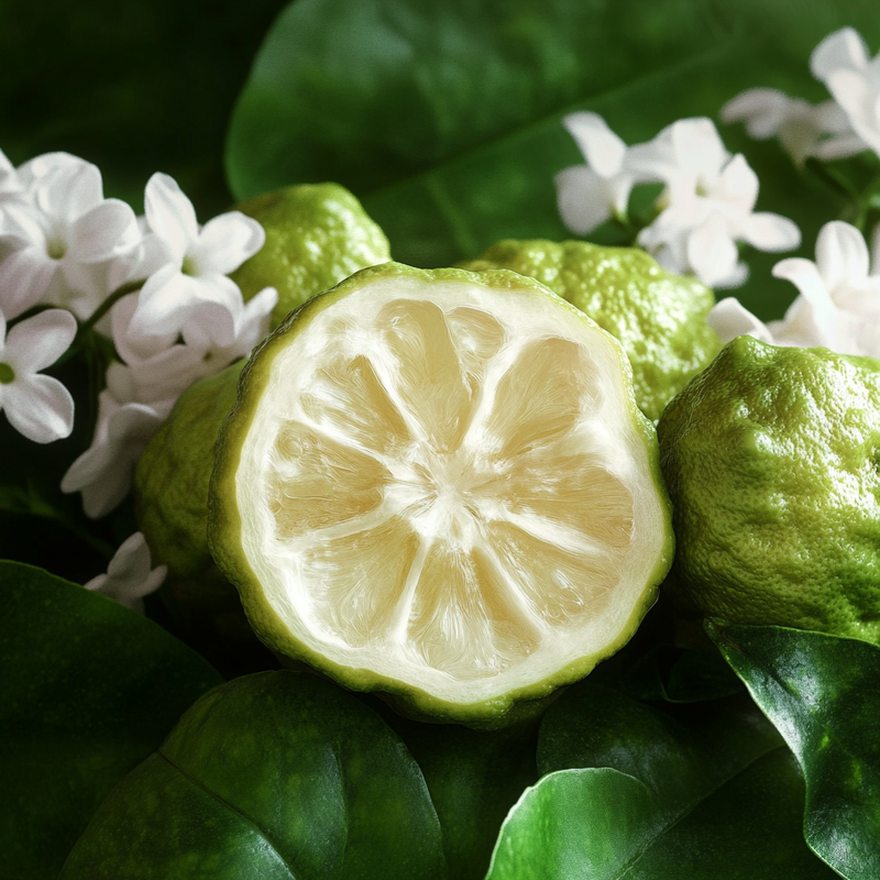 Bergamot with jasmine and green leaves