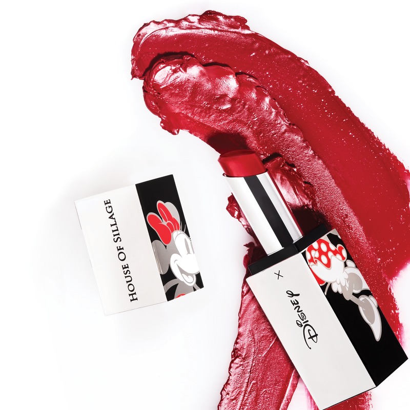 red lipstick with Disney logo