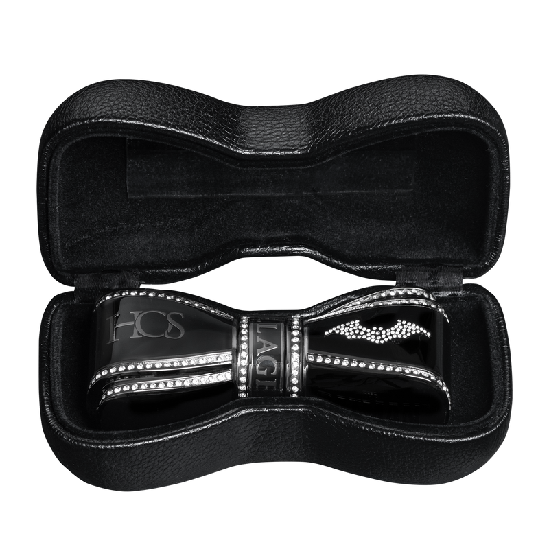 black lipstick case with batman logo and Swarovski crystals