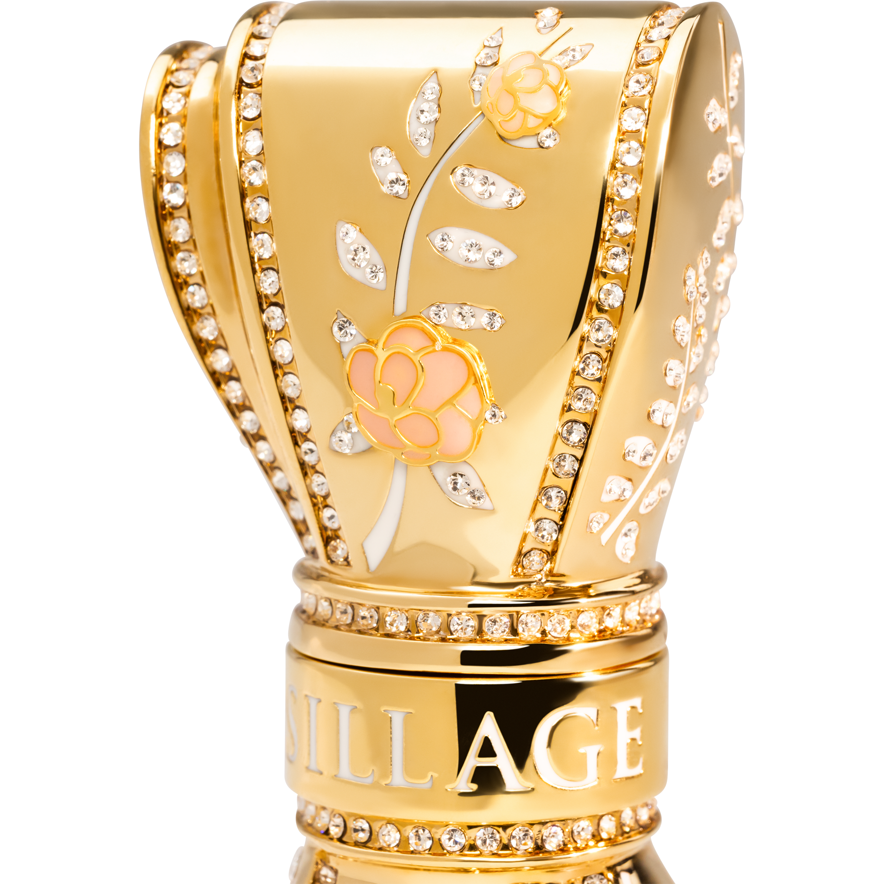 Gold decorative item with floral design and 'Village' branding on a white background