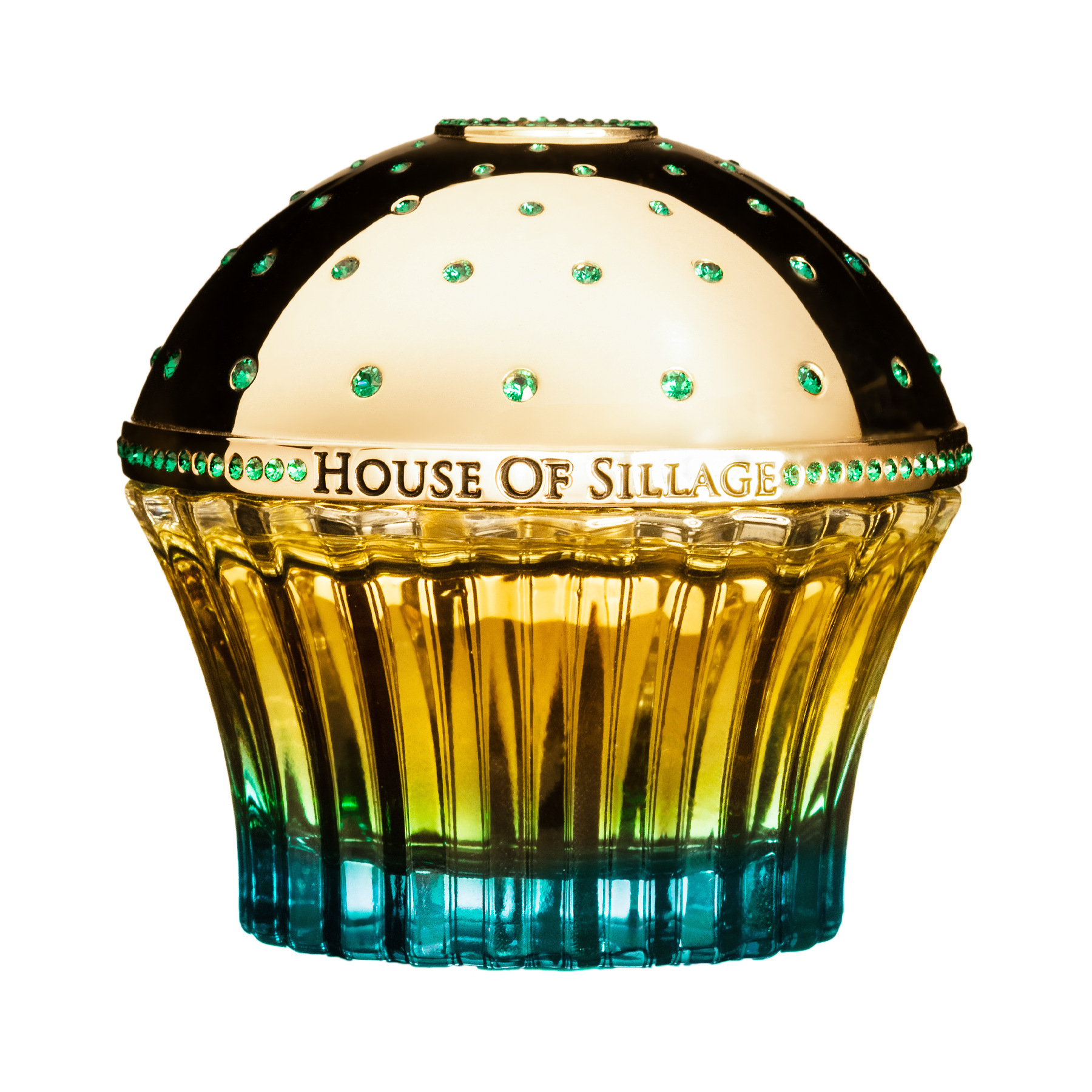 Decorative luxury niche fragrance with 'House of Sillage' branding on a white background