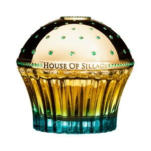 Decorative luxury niche fragrance with 'House of Sillage' branding on a white background