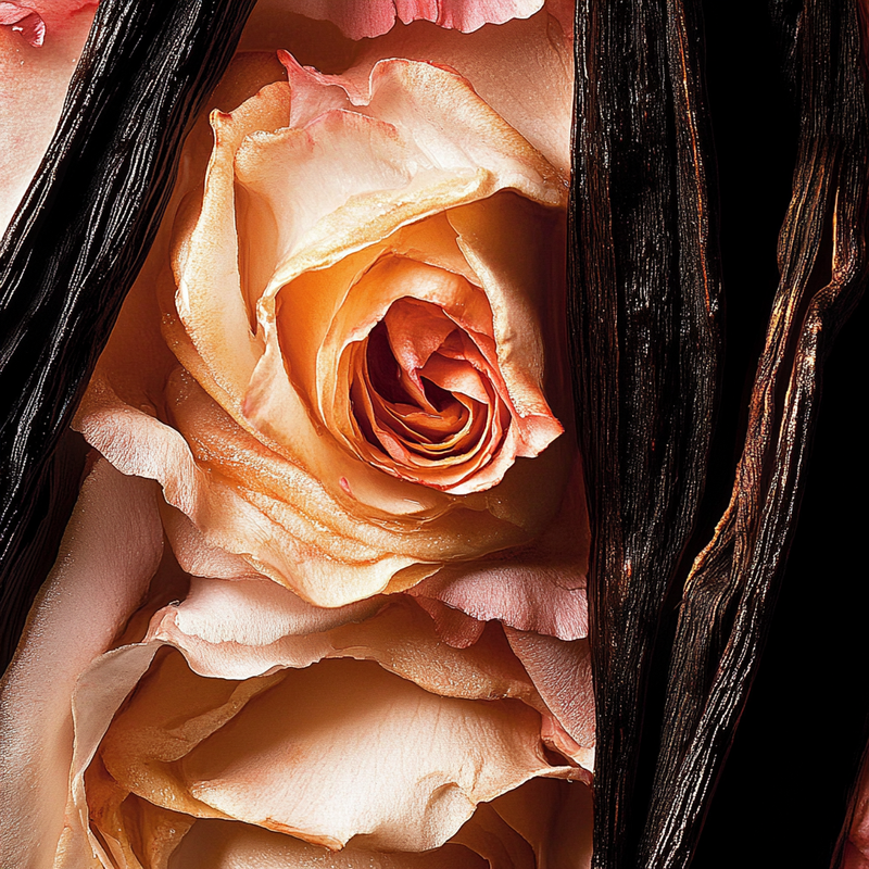 orange rose with vanilla beans