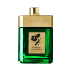 Luxury niche cologne in emerald green bottle and gold plated opening