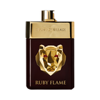 Warm and Spicy niche Fragrance in ruby bottle with gold platted top and Tiger As symbol 
