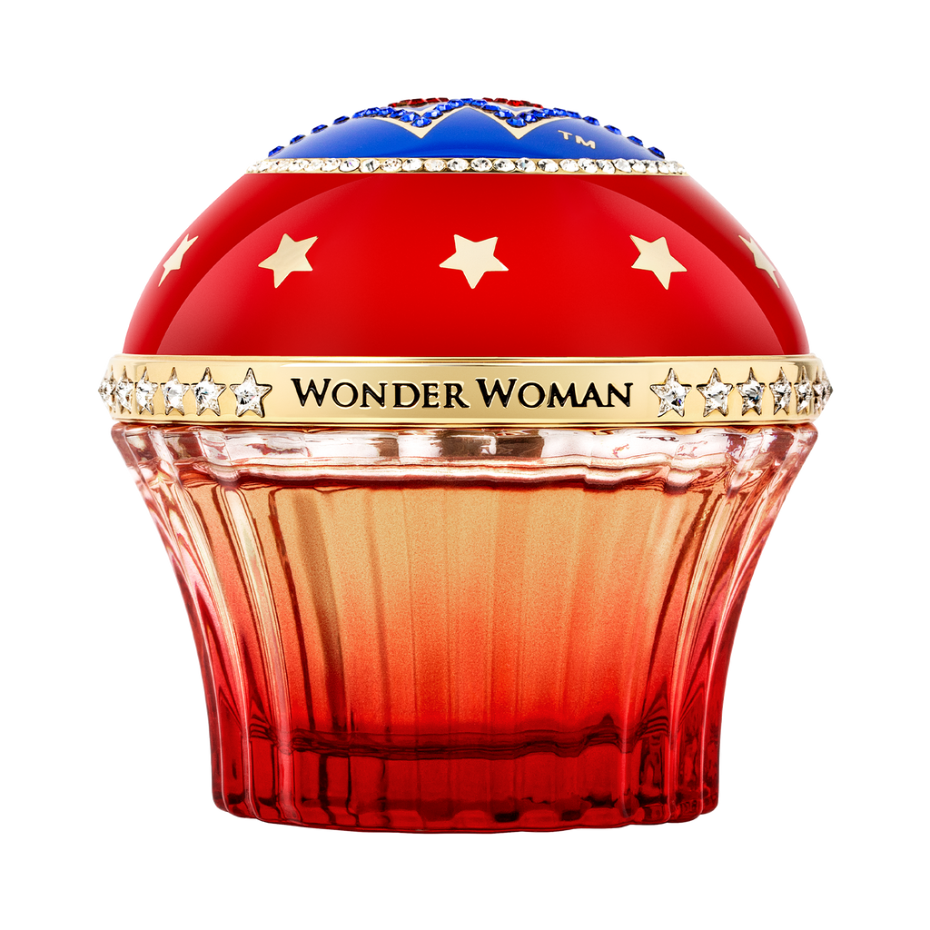 Wonder Woman logo from Swarovski crystals on perfume cup