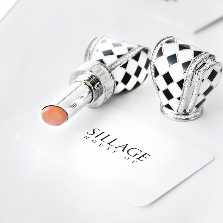 Bow Lipstick Case - Black & White Checkered